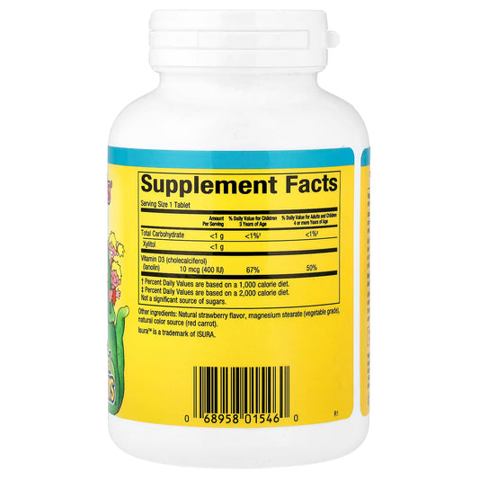 D-vítamín (D3) fyrir börn. Tyggitöflur, 250 stk