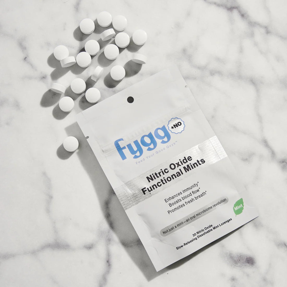 FYGG niðuroxíð munnsogstöflur (Nitric Oxide Functional Mints)