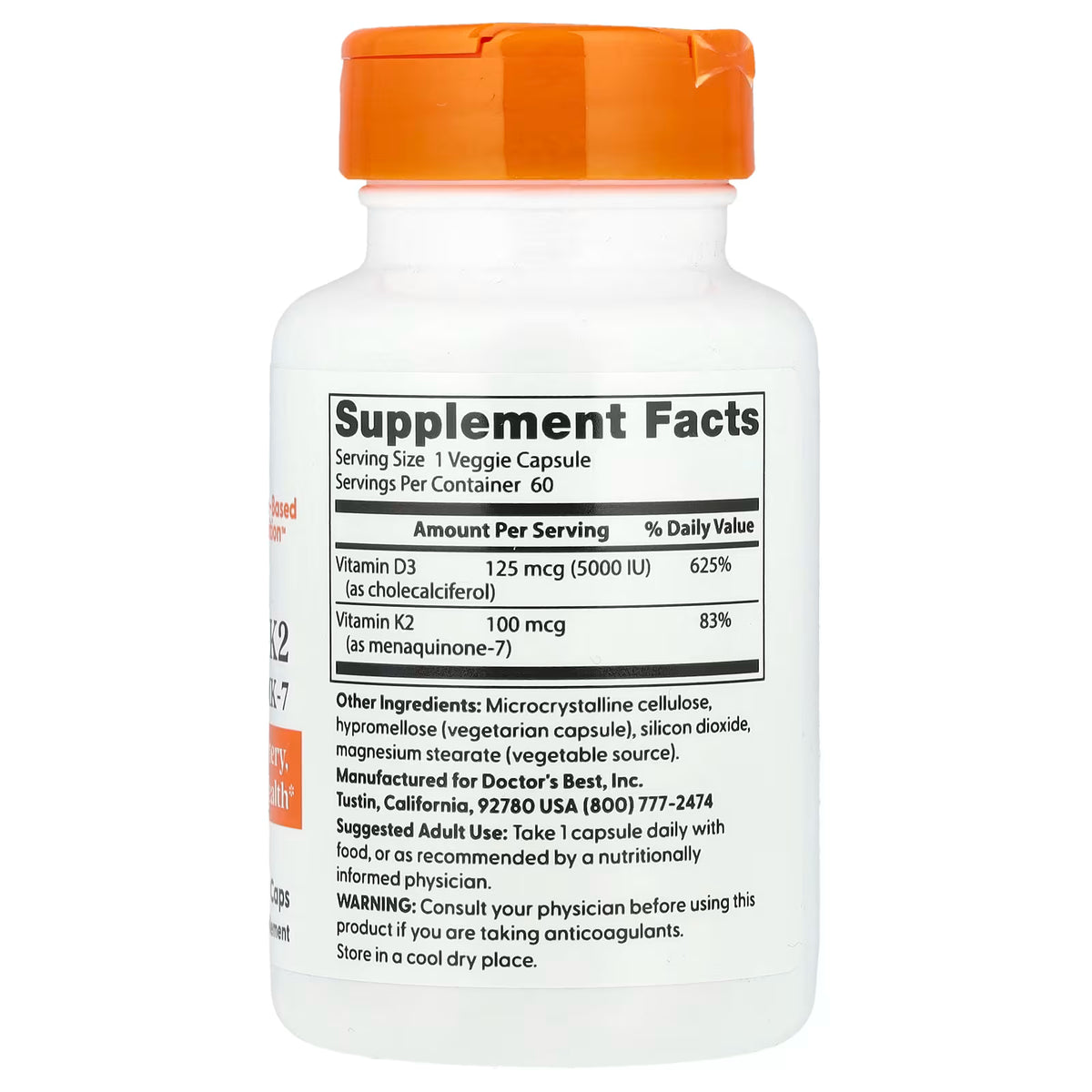 Doctor's Best D3 & K2 vítamín (5000 IU)